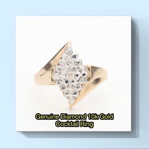 10k Gold Diamond Cocktail Ring Estate Piece